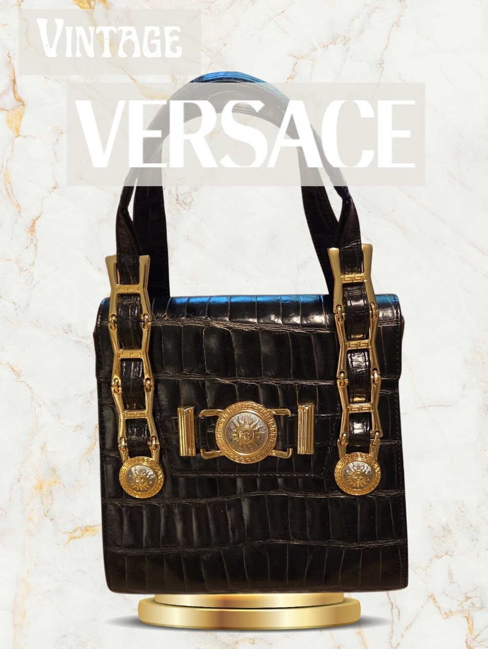 Vintage Versace Croc-embossed Mini-bag